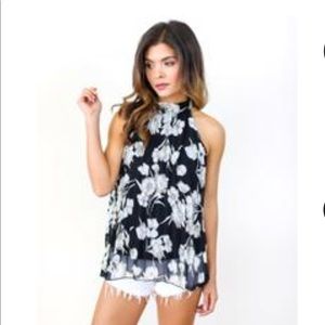 Vici Collection Black & White Floral Tank Top NWT